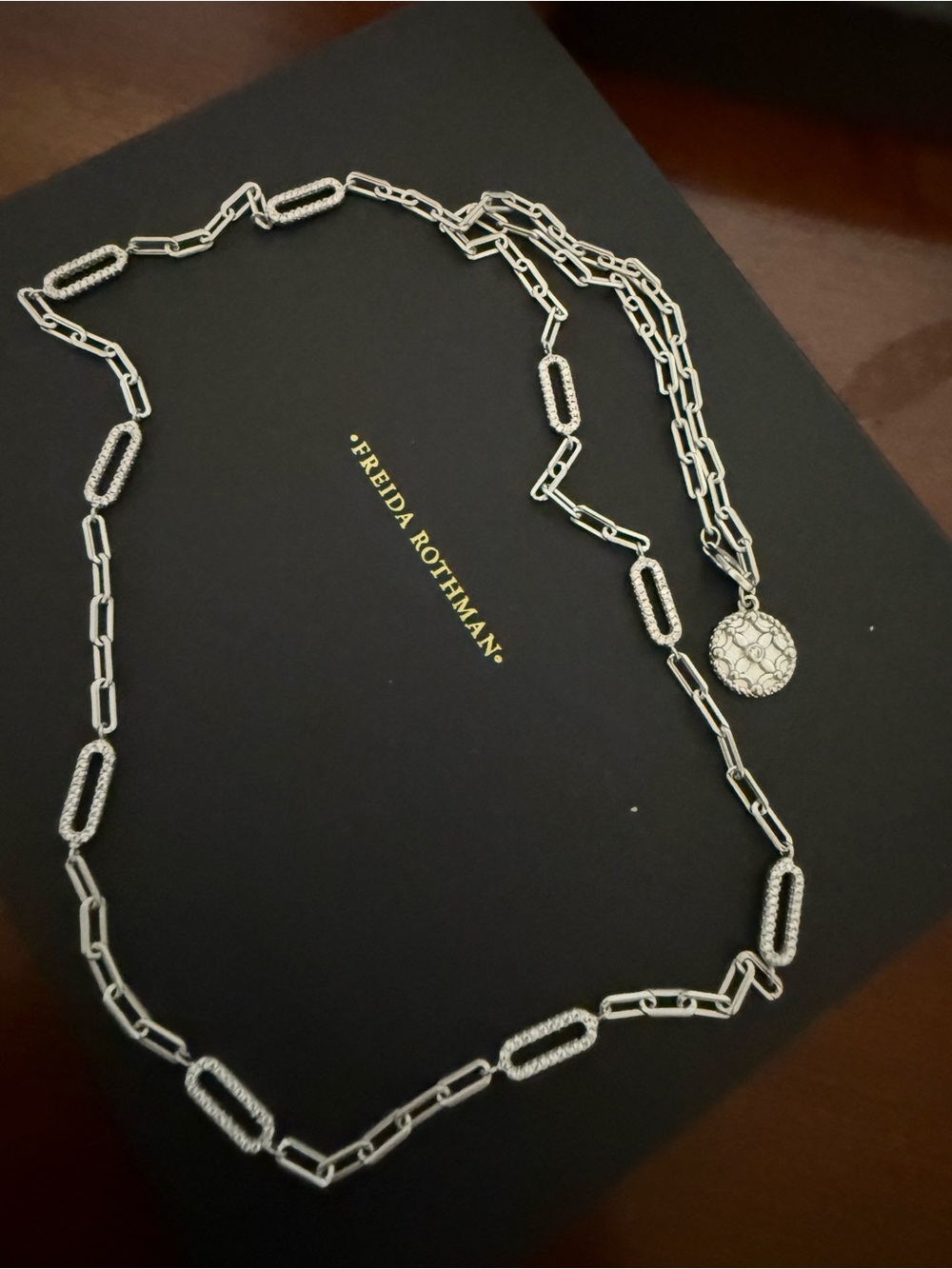 Freida Rothman Silver Pavé Paperclip Chain Necklace
